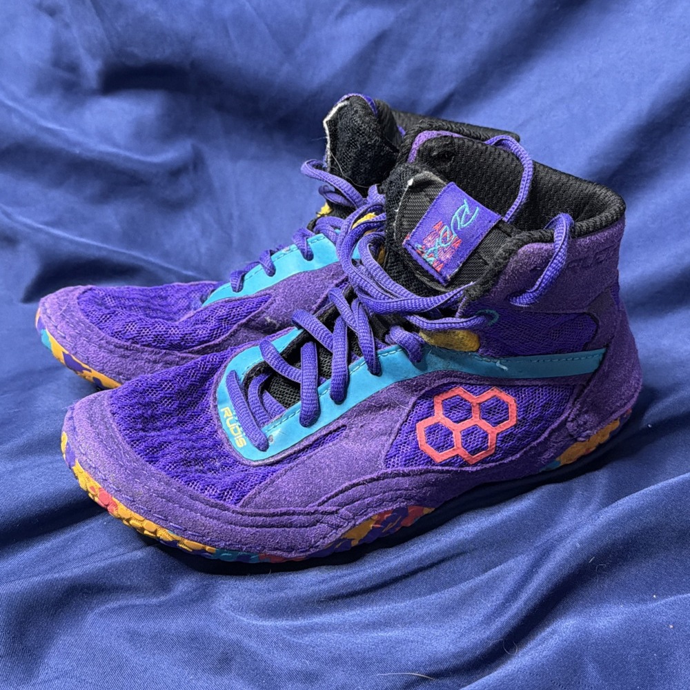Rudis Alpha Purple And Confetti Wrestling Shoes Big Kids Size 4